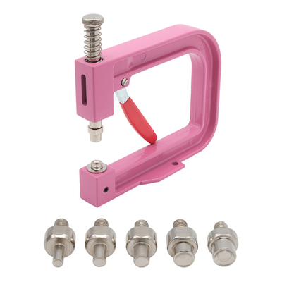 Ручной пресс для установки бусин на шипах с насадками 4, 5, 6, 8, 10 мм, New Star, розовый