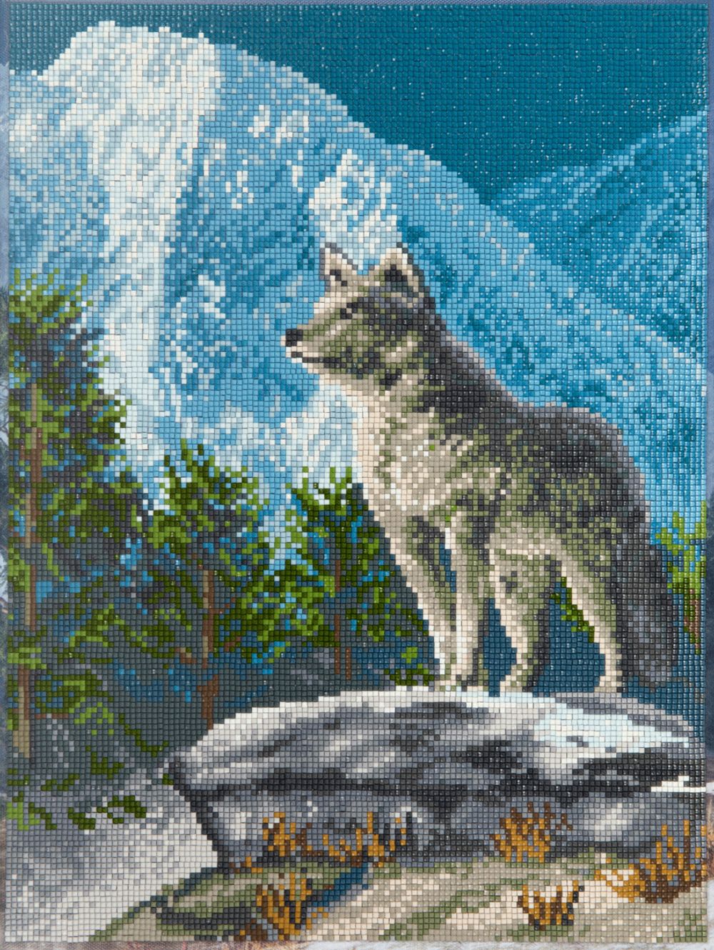 Алмазная (кристальная) мозаика Фрея ALPD-130, на подрамнике Горный волк, 30х40 см