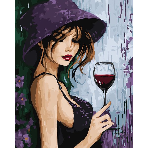 Картина по номерам Glama GLA228, Девушка с бокалом 40х50 см