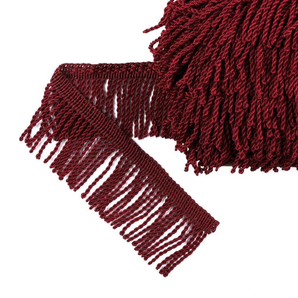 Бахрома отделочная 75.0 мм / 25 метров, витая, 274 бордовый, Gamma 565