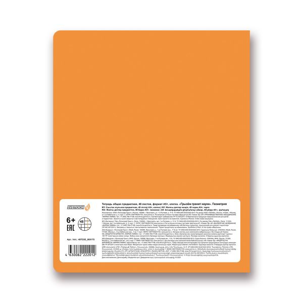 Тетрадь предметная Грызем гранит науки A5+ 48 л. на скобе, 10 шт, клетка, Геометрия 48ТСК5 000175, Светоч