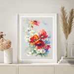 Набор для вышивания нитками Чудесная игла, Маки и ромашки, 28х39 см