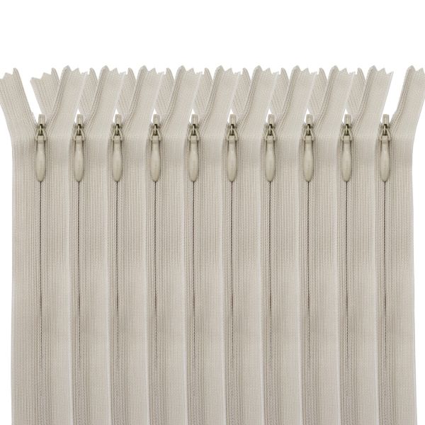 Молния потайная (скрытая) Т3 (3 мм) 1 зам., н/раз., 20 см, св.бежевый, 31206 / 20, 10 шт