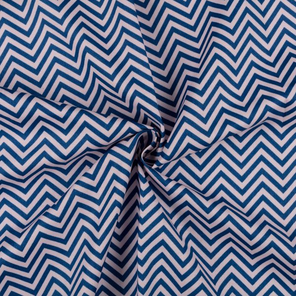 Ткань для пэчворка Peppy Бабушкин сундучок, рулон 112 см / 5 метров, БС-32 зигзаг я.синий, Peppy