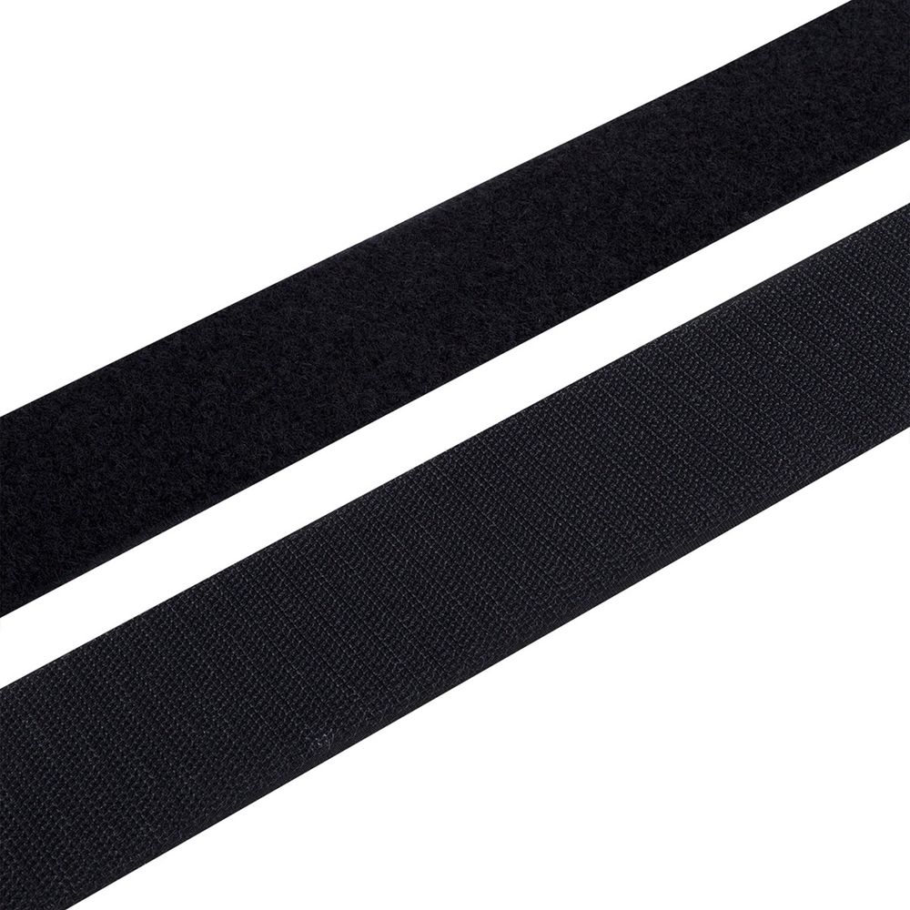 Лента контактная липучка (велкро) пришивная 50 мм, / 25 метров, черный, Hobby&amp;Pro, ПАРА (крючок+петля), качество "A"