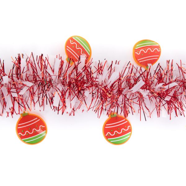 Мишура 10х200 см, 5 шт, №01 красный, белый (шарики), Snoweekon SNW-F123