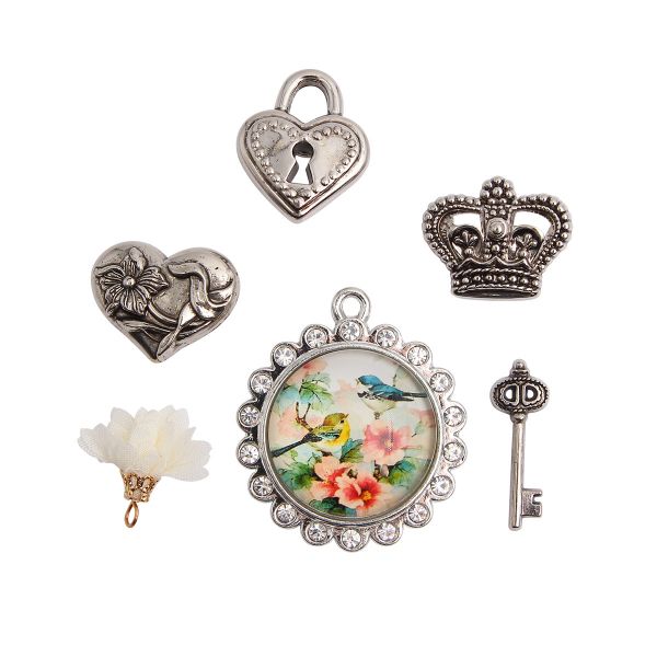 Украшения пуговицы декоративные фигурки Винтажная мода пластик, 7 штак, Dress It Up