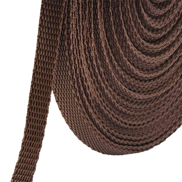 Стропа (ременная лента) 10 мм / 25 метров, толщ. 1.0 мм, [5.5 г/пог.м], 100% п/п, 21-1 коричневый