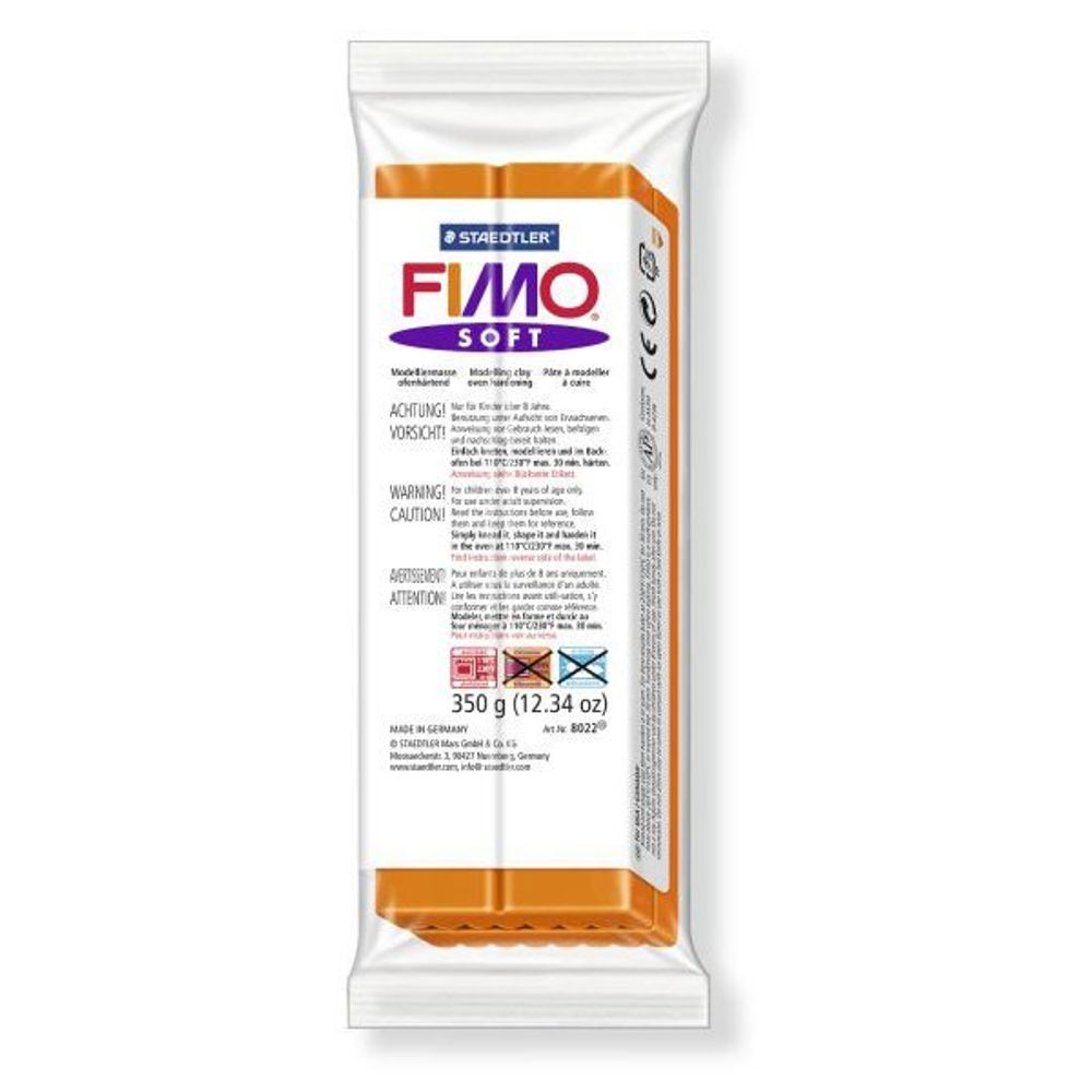 Полимерная глина запекаемая Fimo Soft, уп. 350 гр, цв. мандарин, 8022-42