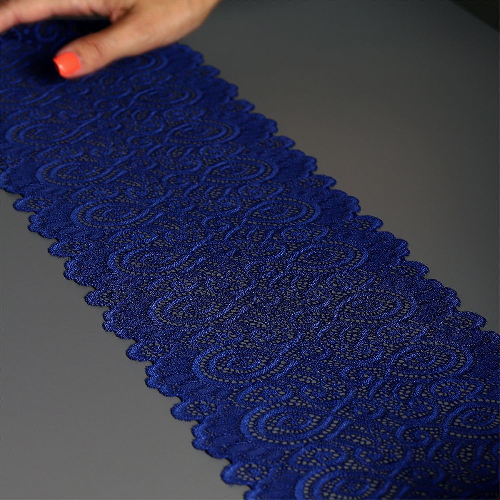 Кружево бельевое эластичное 180 мм / 3 м, TBY.L1351, цв.L1832 синий, Kruzhevo