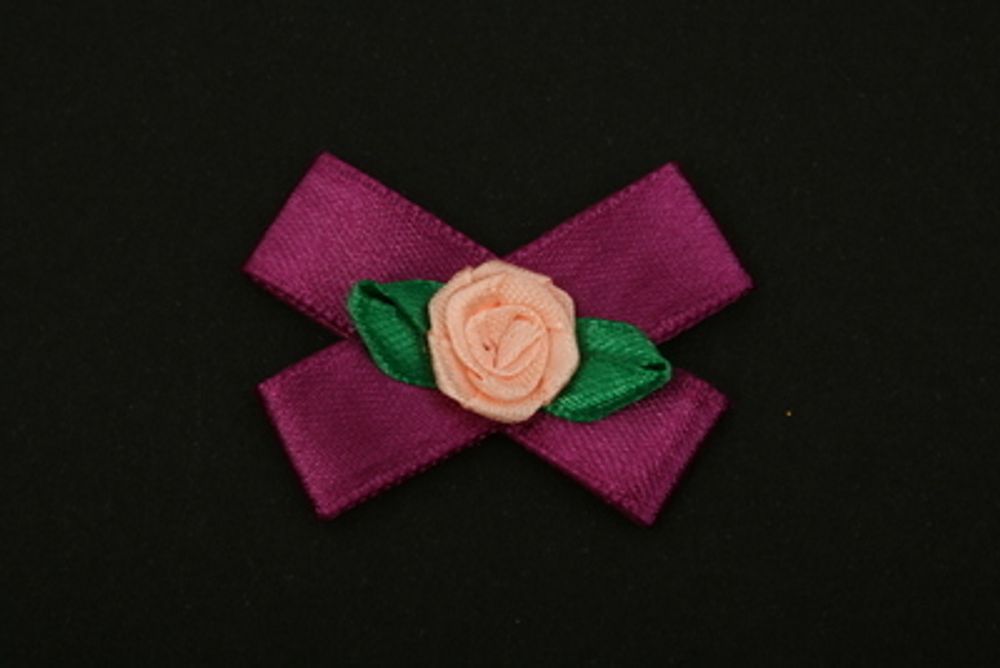 Цветок розочка атласная на банте Blitz 17, 10 шт, 37 розовый-малиновый