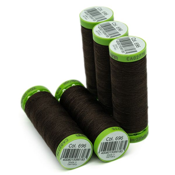 Нитки для тонких тканей Gutermann Extra Fine 150, 200м, 696 т.шоколад, 5 катушек