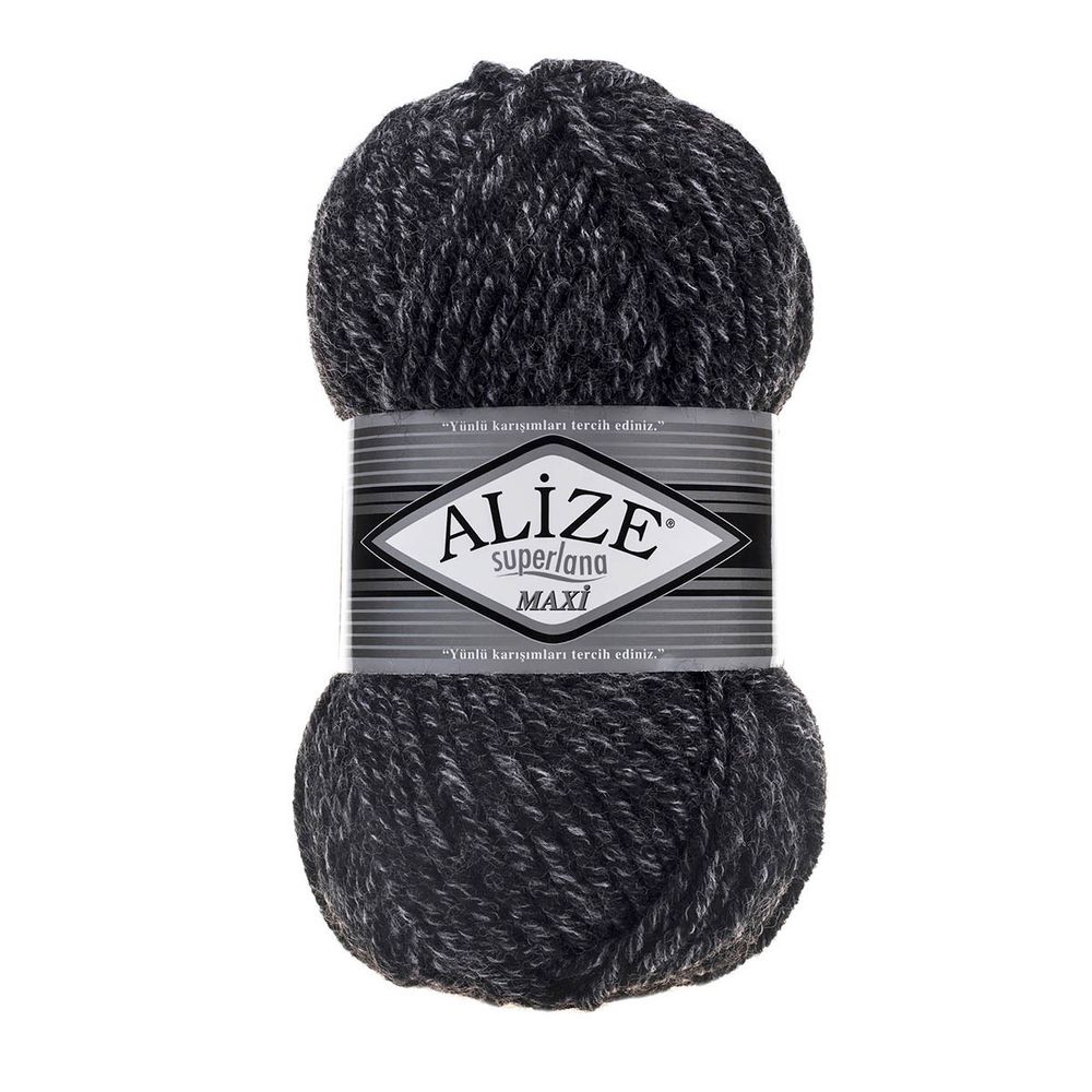Пряжа Alize (Ализе) Superlana Maxi / уп.5 мот. по 100 г, 100м, 800 антрацитовый жаспе A