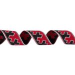 Лента (тесьма) жаккардовая 24.0 мм / 25±1 метров, рис.9591, Орнаменты и узоры народов севера, белый-красный-черный, Gamma С3772Г17 рис.9591