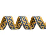 Лента (тесьма) жаккардовая 24.0 мм / 25±1 метров, Орнамент северных народов рис 8621желто-синий (7), Gamma С3772