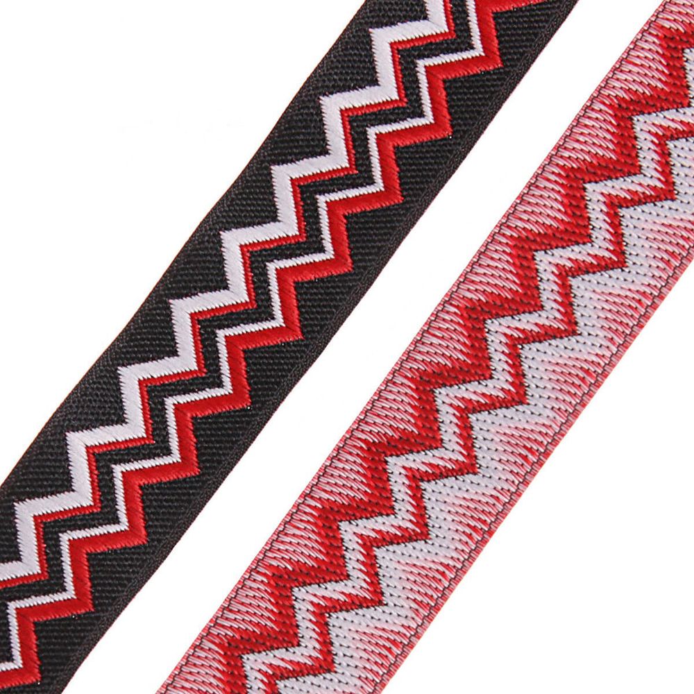Лента (тесьма) жаккардовая 20.0 мм / 10±0.5 метров, Зигзаг 20278 V1 черный/красный