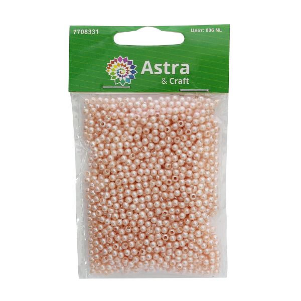 Бусины пластик (жемчуг) ⌀3 мм, 20 г, Astra&Craft, 006 NL розовый