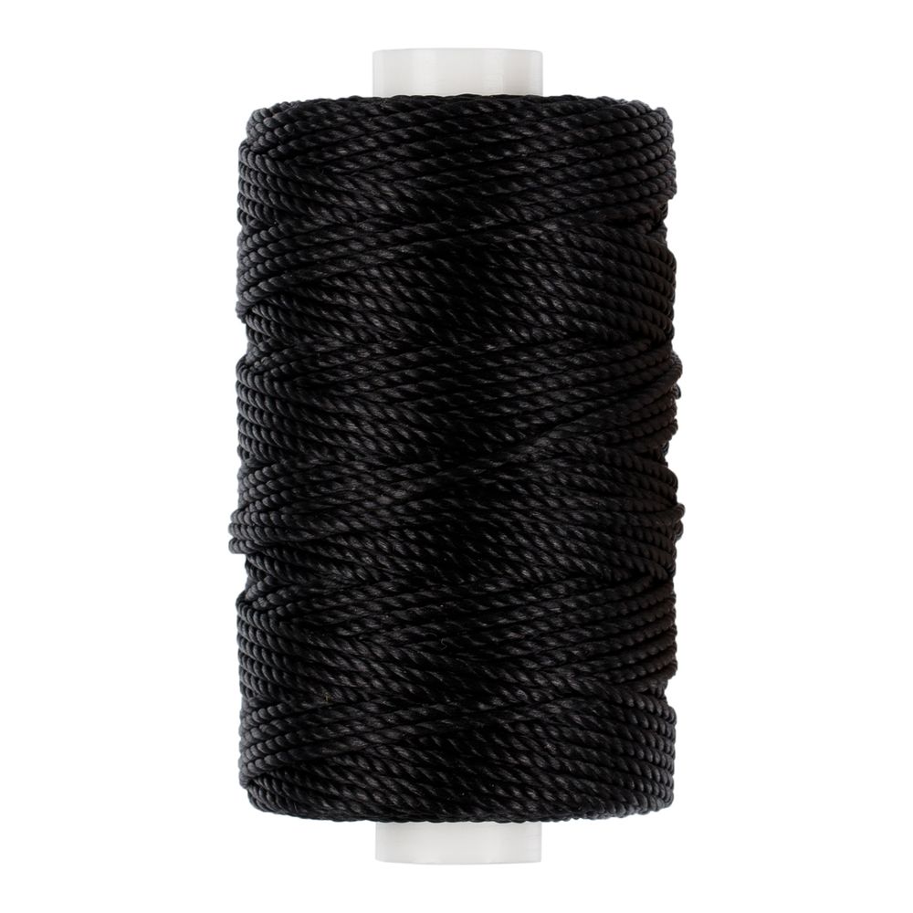 Нитки для кожи вощёные (полиэстер) 40 м, 001 чёрный, LC-006, Промысел