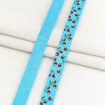 Лента репсовая (в рубчик) с принтом 15.0 мм / 45.72 метра, Вишенки 1505 голубой