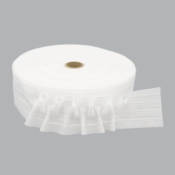 Лента (тесьма) шторная: сборка вафельная (1:2) 60 мм / 50 метров