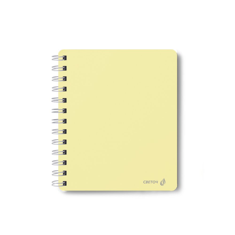 Записная книжка с пластиковой обложкой, тиснение серебряной фольгой, 500 мкр, на гребне, A6 80 л., 4 шт, клетка, Ваниль 01048, Светоч 80ЗК33