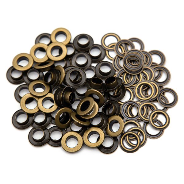 Люверсы металл ⌀_9.5 мм (внутр.), латунь, цв.латунь плоский, 50 шт, BIG