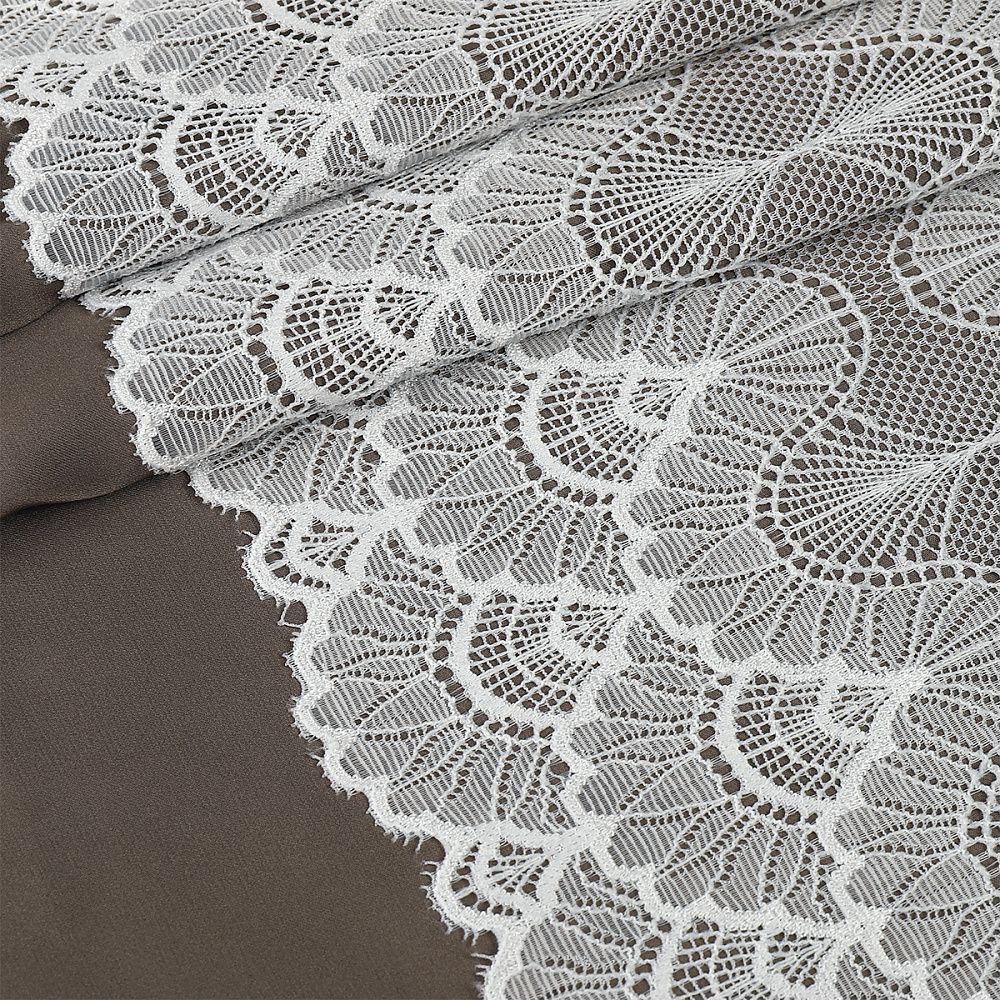 Кружево бельевое эластичное 195 мм / 10 м, цв.01 белый, Kruzhevo