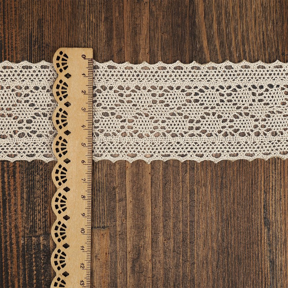 Кружево вязаное (тесьма) 60 мм / 10 метров, 3014 цв.F307 лен, Kruzhevo