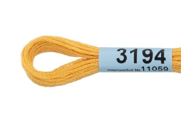 Мулине Gamma 100% хлопок, цв.3194 желтый, 24 мотка по 8 метров