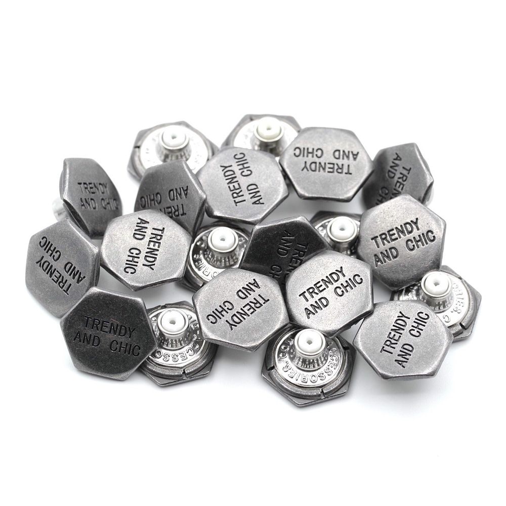 Пуговицы джинсовые ⌀20 мм, фиксированная ножка (БЕЗ ГВОЗДЯ), т.сер, 20 шт