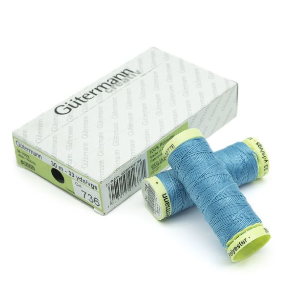 Нитки отделочные Gutermann Top Stitch, 30м, 736 голубая лагуна, 5 катушек