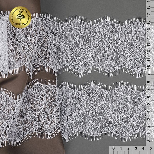 Кружево шантильи (реснички) 80 мм, цв.1 белый, 3 метра, Kruzhevo