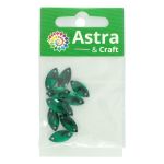 Хрустальные стразы миндаль изумруд (без покрытия) 7х15мм, 10 штук Astra&Craft, МИ004НН715