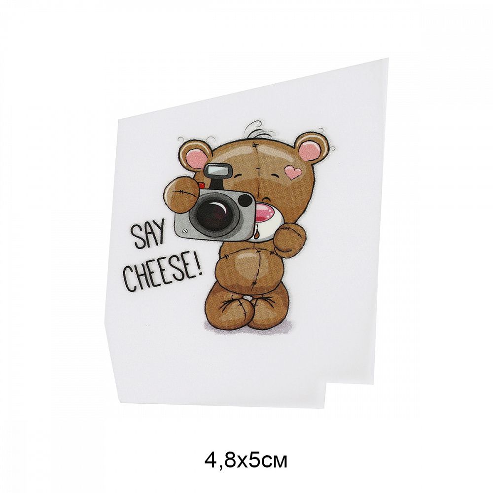 Термотрансфер арт.1263 Say cheese 4,8х5см, уп.10 шт