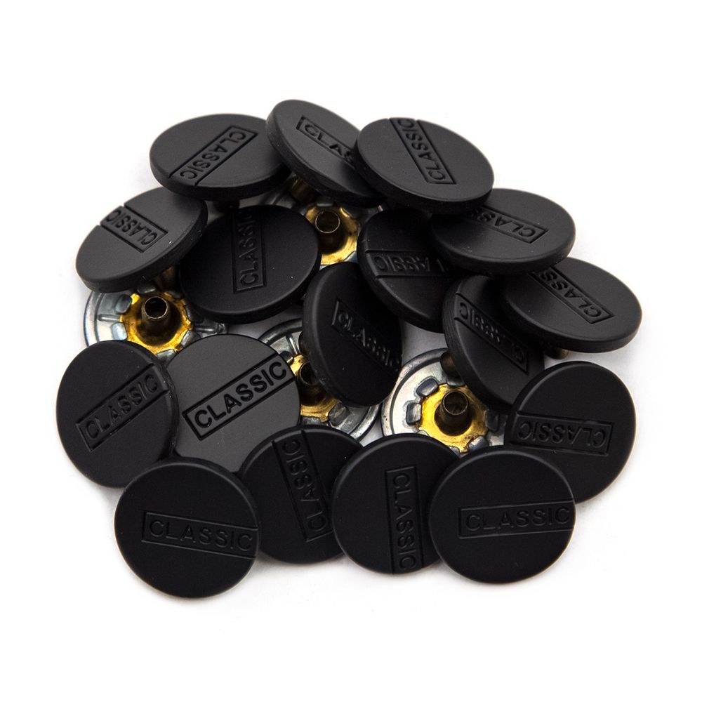 Часть кнопки Альфа (S-образная) ⌀15 мм (A-часть), 5/15 чер/мат. Classic, 20 шт, 20 шт