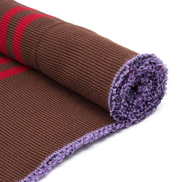 Подвяз средней плотности с полосками (100% полиэстер), 1*1, высота 14см (7см*2), длина 70-73см (8098/8046 коричневый с красными полосками)