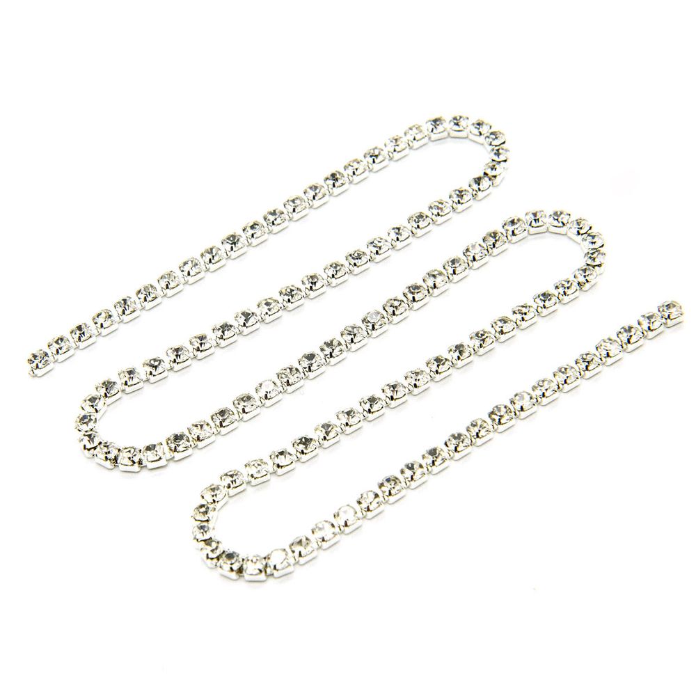 Стразовые цепочки (серебро), цвет: белый, размер 2 мм, 30 см/упак., ЦС001СЦ2