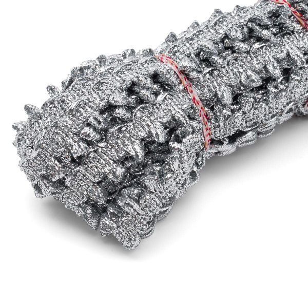 Тесьма отделочная вязаная 17 мм, 10 м, (серебро)