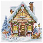 Набор для вышивания нитками Luca-S, Лавка Санты 25х25см