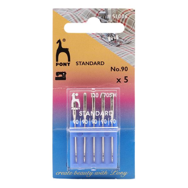 Иглы для швейных машин базовые универсальные 130/705 H, №90, 5 игл Pony, 51006