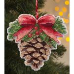 Набор для вышивания нитками Овен, Ёлочная игрушка. Шишка 9,3х8,5см