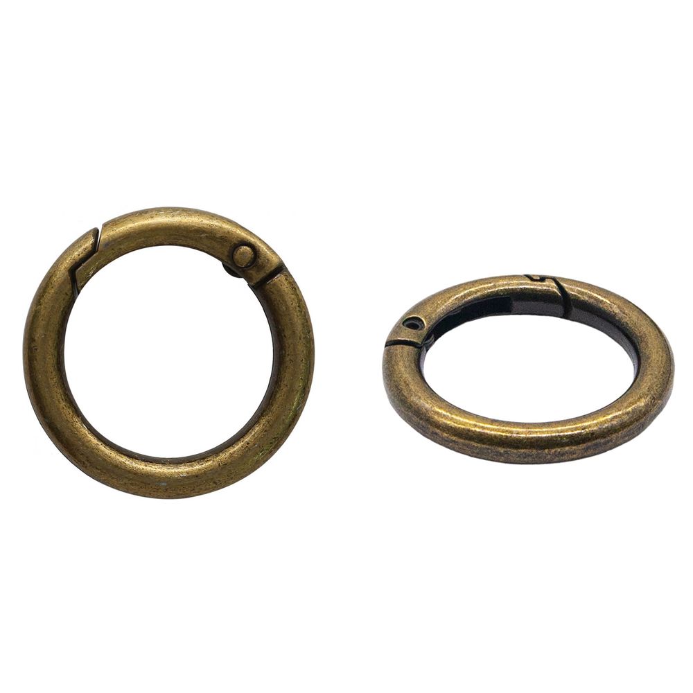 Карабин металл кольцо 25.0 мм (35х35 мм), латунь, 10 шт