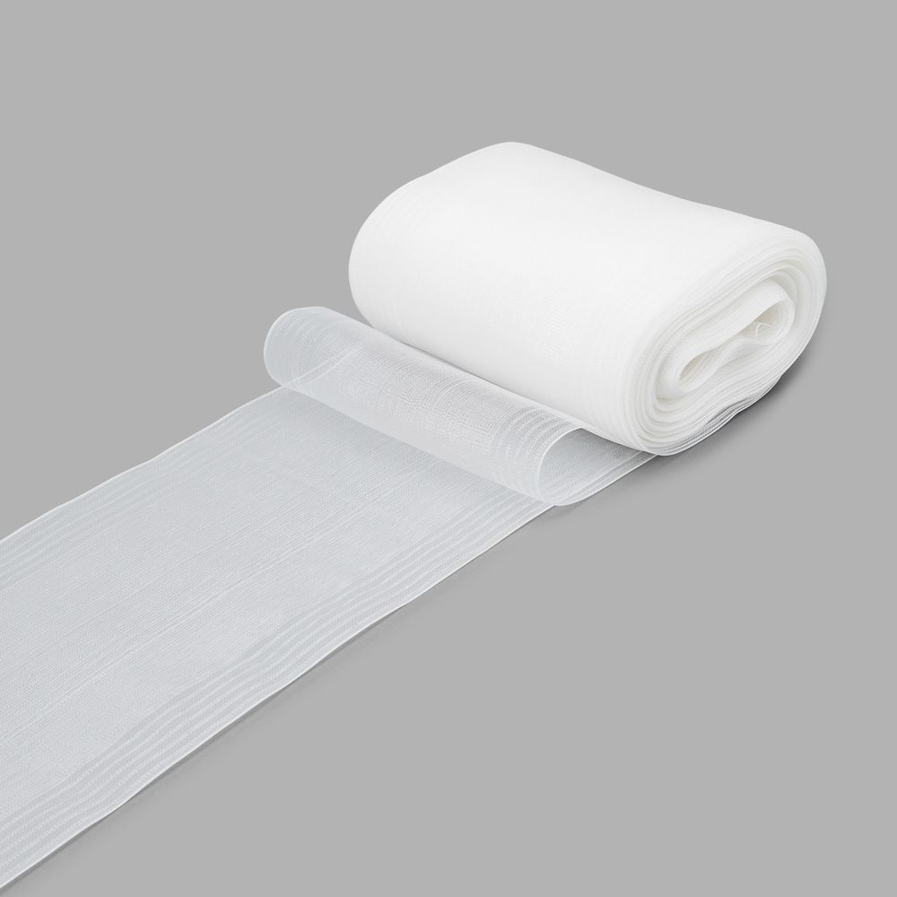 Лента для бантов 110 мм / 25 метров, белый/серебро, С3503