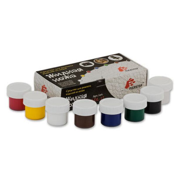 Средство для ремонта кожи Жидкая кожа, 7 шт, 17 мл, 7 цветов Flexstep LDL-17