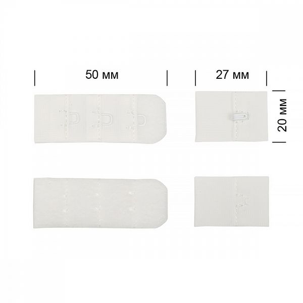 Застежки для бюстгальтера текстильные 3х1, 19 мм, 100 шт, F102 сумрачно-белый