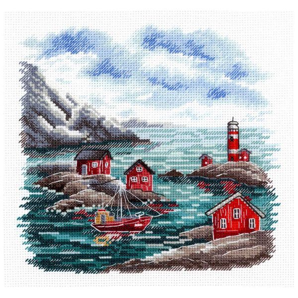 Набор для вышивания нитками МП Студия, Побережье Скандинавии 16х16см