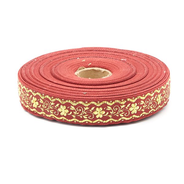 Лента (тесьма) жаккардовая 24.0 мм / 25±1 метров, с метанитом рис. 9016 (бордо) С1857Г17