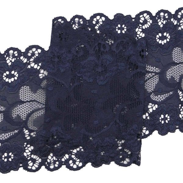 Кружево бельевое эластичное 150 мм / 3.4 метра, цвет темно-синий