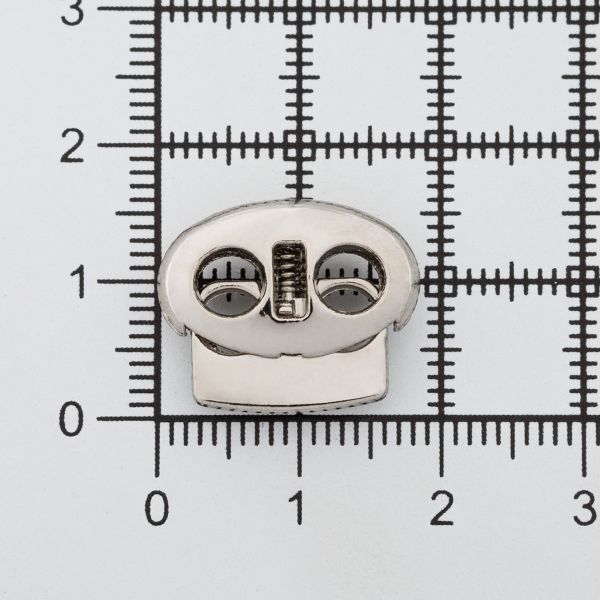 Фиксатор (зажим) для шнура металл плоский 2 отв. 17х15.5 мм, ⌀4,5 мм, металл (никель), 20 шт