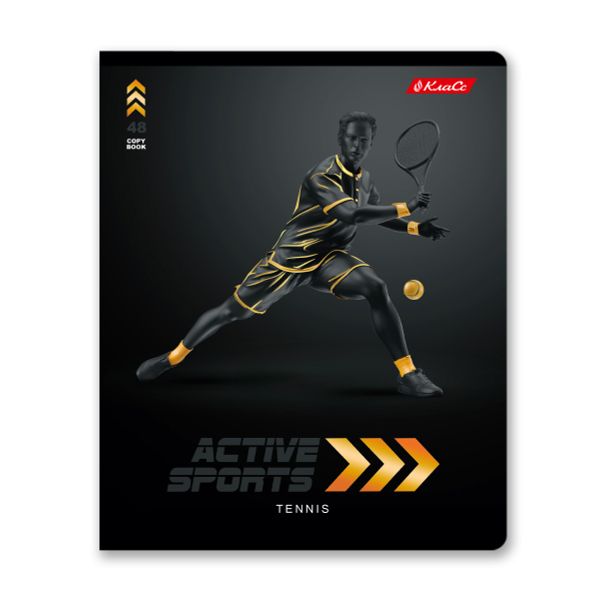 Тетрадь ученическая общая, матовая ламинация + тиснение золотой фольгой, A5+ 48 л. на скобе 65 г/м², белизна 100%, 10 шт, клетка в термоусадочной пленке, 000731 Активный спорт, Светоч 48ТЕТк-008